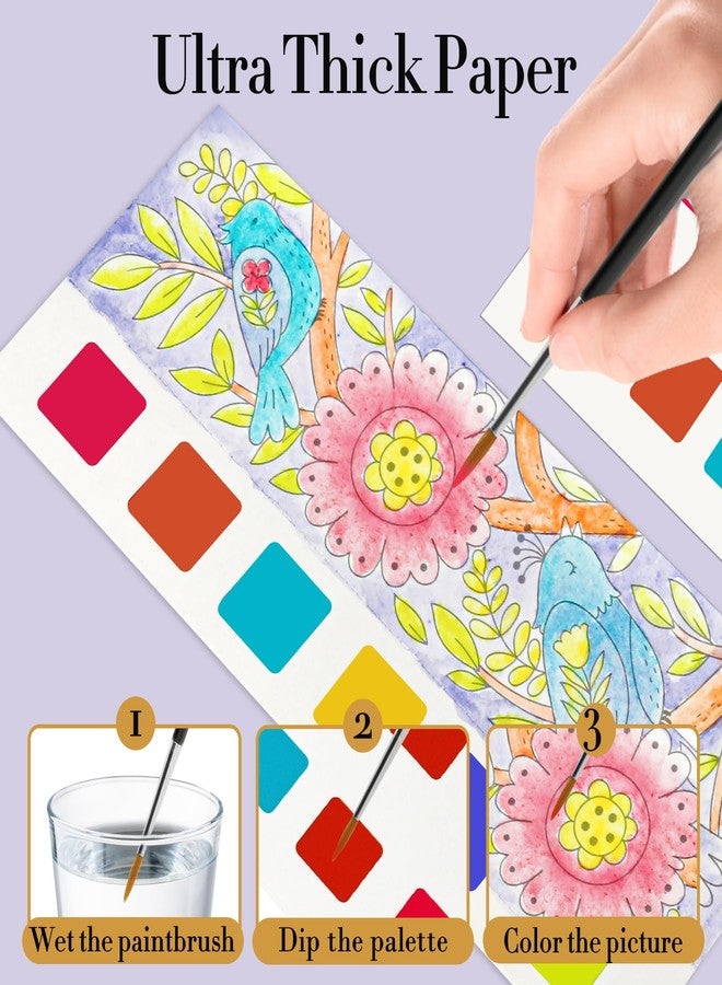 JCREN Watercolor Painting Books, Pocket Watercolor Painting Coloring Kit, Paint with Water Bookmarks Travel Activity Party Favors for Kids Toddlers Gifts for Boys and Girls - Image 4